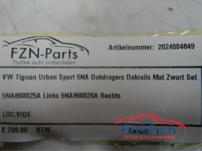 VW Tiguan 5NA Urban Sport Dakdragers Dakrails Mat zwart Set L+R