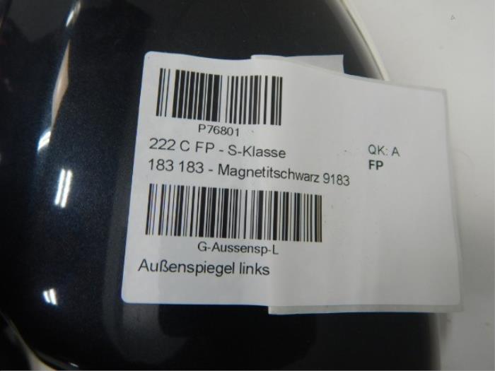 Mercedes-Benz W222 S-Klasse Spiegel Links Inklapbaar 9183 Elektrisch verstel, verwarm en inklapbaar Dimmend glas Kleur: Magneticschwarz