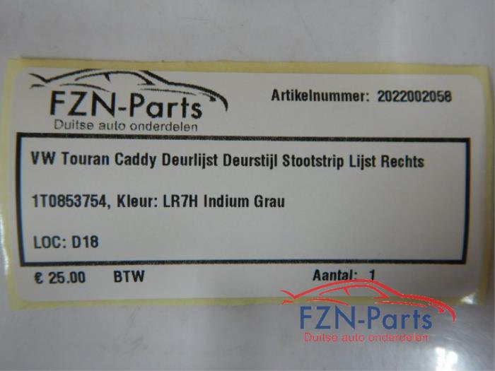 VW Touran Caddy Deurlijst Deurstijl Stootstrip Lijst Rechts