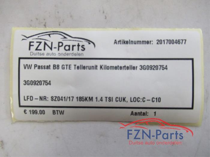 VW Passat B8 GTE Tellerunit Kilometerteller