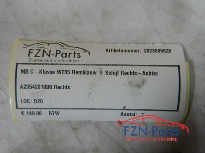 Mercedes-Benz C-Klasse W205 Remklauw+Schijf Rechts-Achter