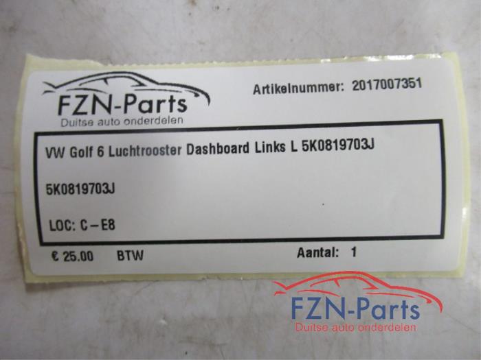 VW Golf 6 Luchtrooster Dashboard Links L