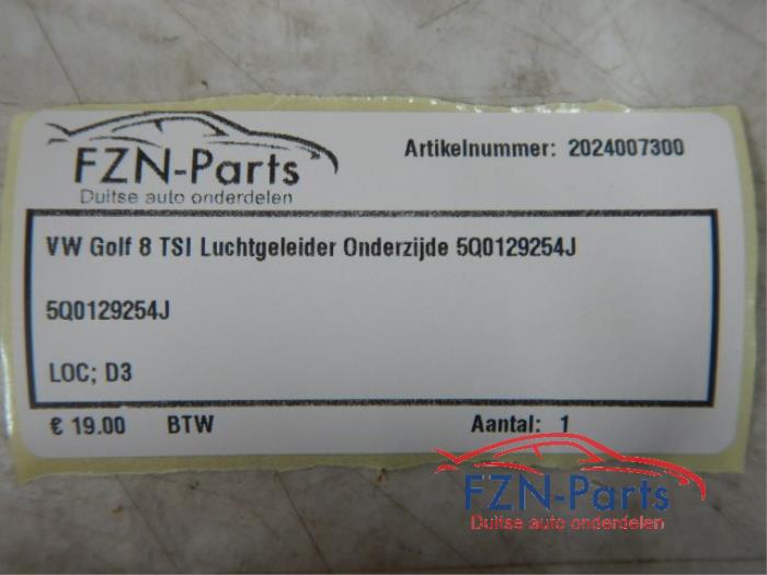 VW Golf 8 TSI Luchtgeleider Onderzijde