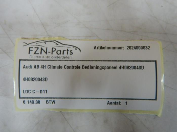 Kachel Bedieningspaneel Audi A8 (22736324)