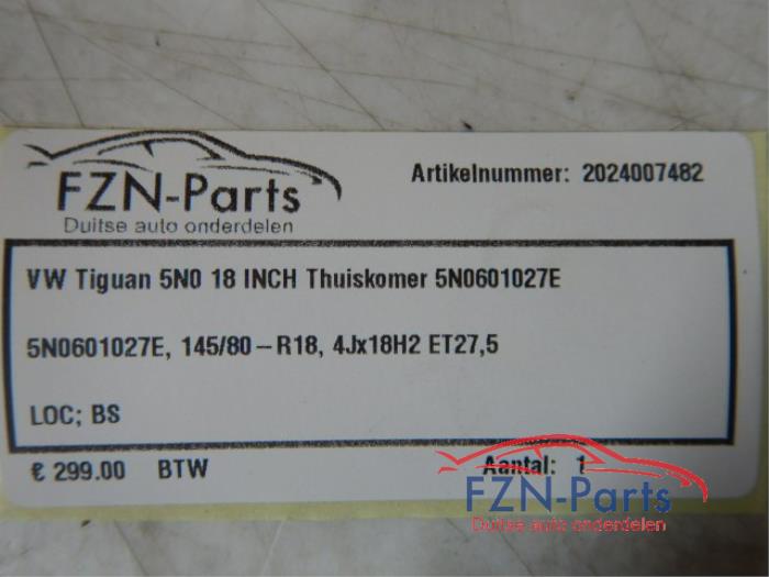 VW Tiguan 5N0 18 Inch Thuiskomer