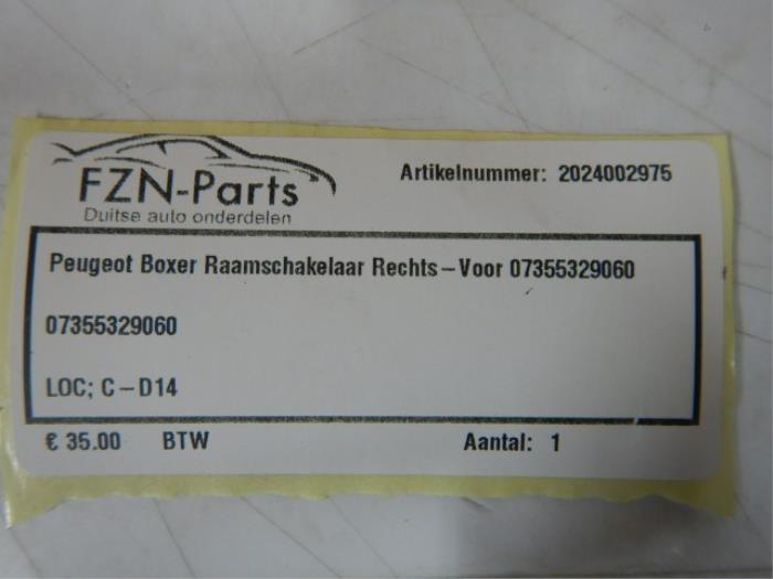 Peugeot Boxer Raamschakelaar Rechts-Voor