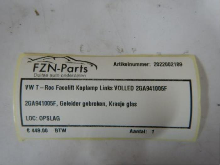VW T-Roc 2GA Facelift Koplamp Links VOLLED