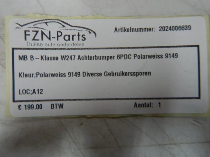 Mercedes Benz B-Klasse W247 Achterbumper 6PDC Polarweiss 9149 B 200 4-matic (247.088) 142493 01-10-2020 07-03-2024
B 180 Mild Hybrid (247.084) 150758 01-11-2022 07-03-2024
B 200 d (247.012)