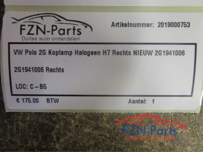 VW Polo 2G Koplamp Halogeen H7 Rechts NIEUW