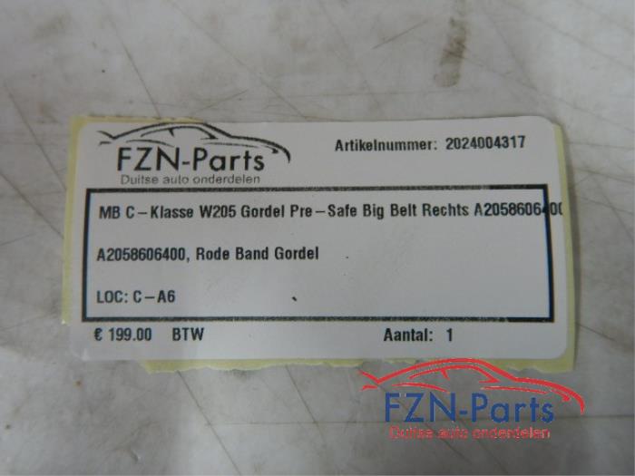 Mercedes-Benz C-Klasse W205 Gordel Pre-Safe Big Belt Rechts