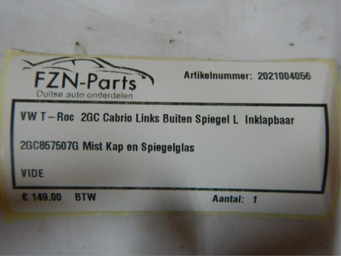 VW T-Roc 2GC Cabrio Links Buiten Spiegel L Links Inklapbaar
