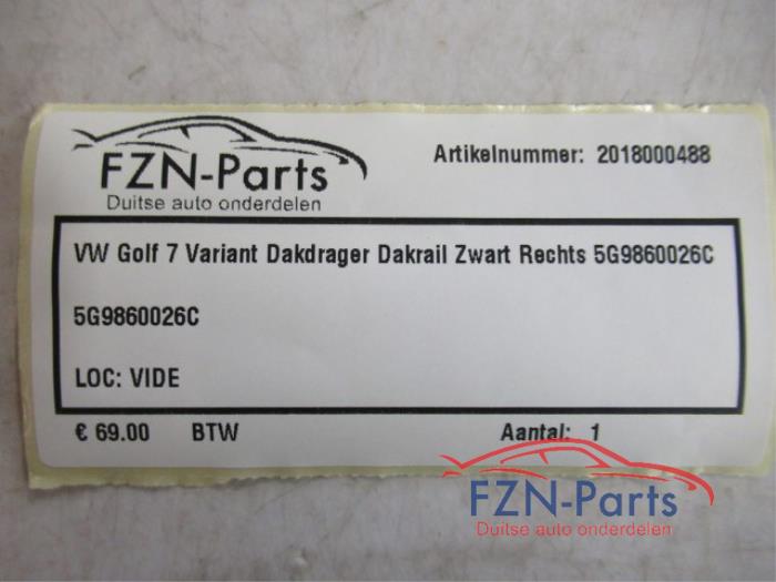 VW Golf 7 Variant Dakdragers Dakrail Zwart Rechts