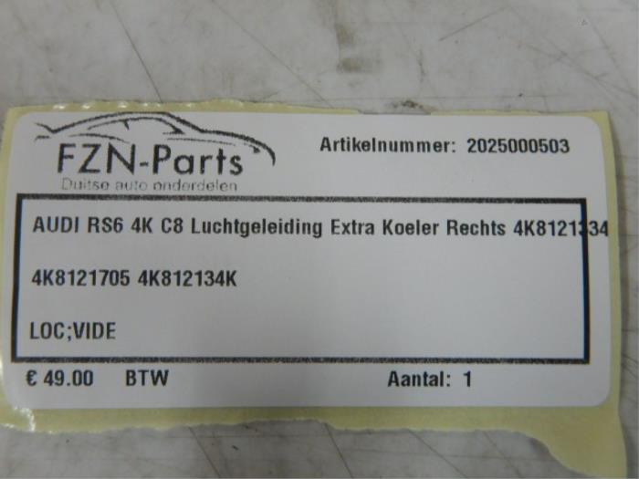 Audi RS6 4K C8 Luchtgeleiding Extra Koeler Rechts