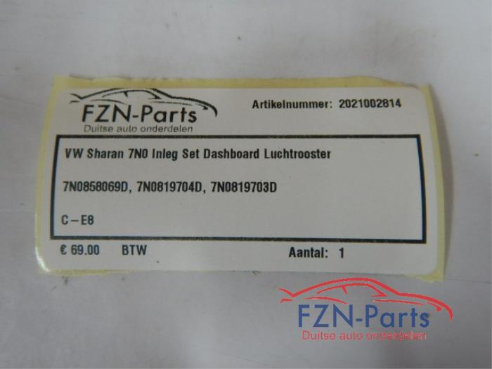 VW Sharan 7N0 Inleg Set Dashboard Luchtrooster