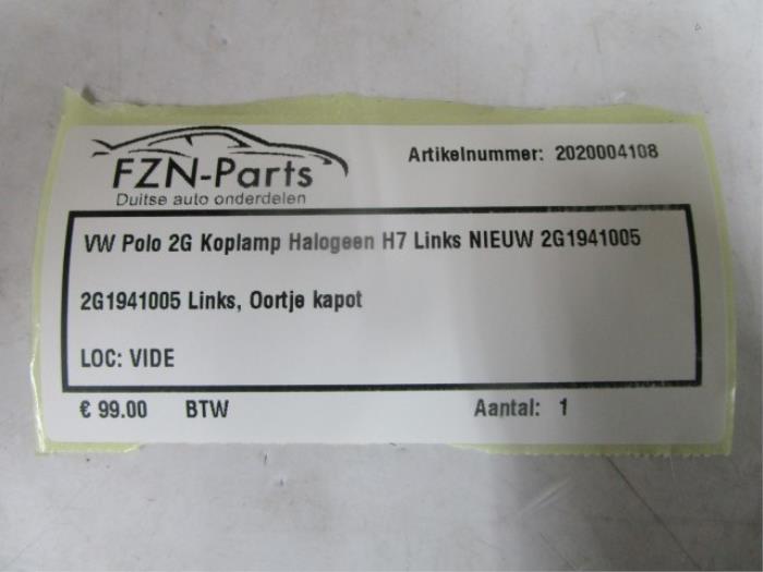 VW Polo 2G Koplamp Halogeen H7 Links NIEUW
