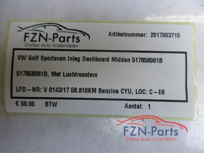 Luchtrooster Dashboard Volkswagen Golf Sportsvan (22735969)