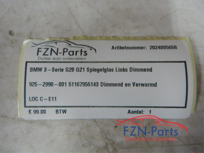 BMW 3-Serie G20 G21 Spiegelglas Links dimmend