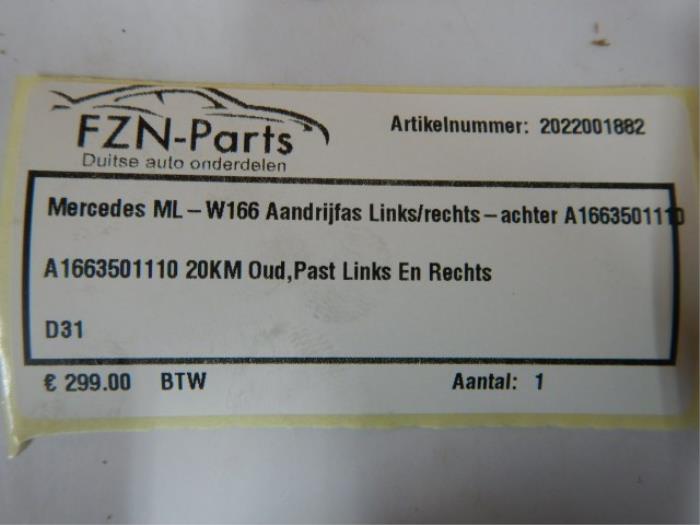 Aandrijfas links-achter Mercedes Diversen (22725251)
