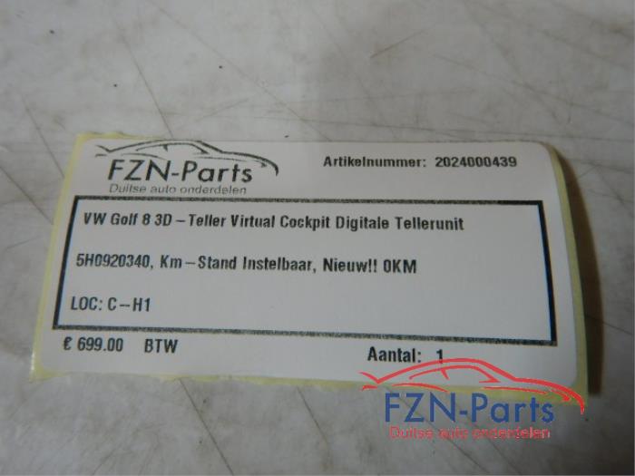 VW Golf 8 3D - Teller Virtual Cockpit Digitale tellerunit