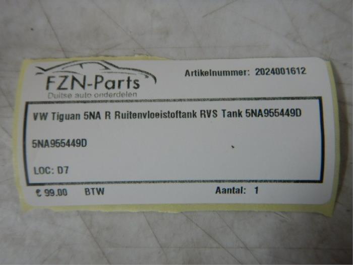 VW Tiguan 5NA R Ruitenvloeistof RVS Tank
