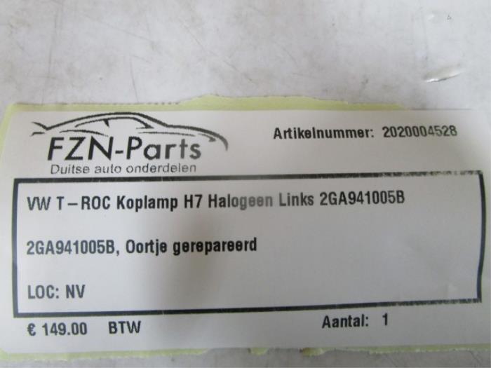 VW T-Roc Koplamp H7 Halogeen Links