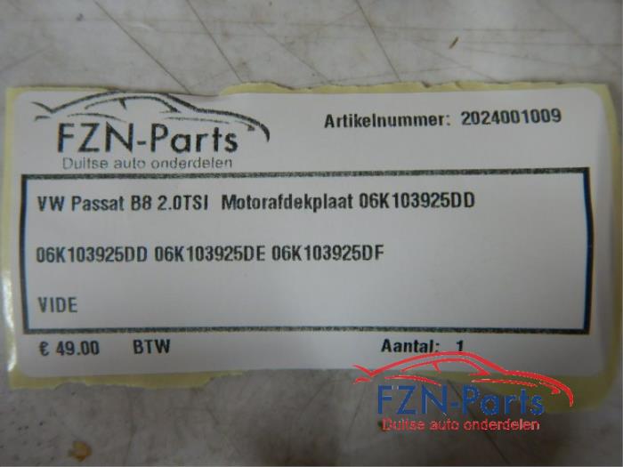 VW Passat B8 2.0 TSI Motorafdekplaat