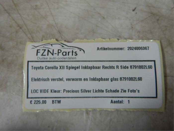 Toyota Corolla XII Spiegel Inklapbaar Rechts R Side-assist