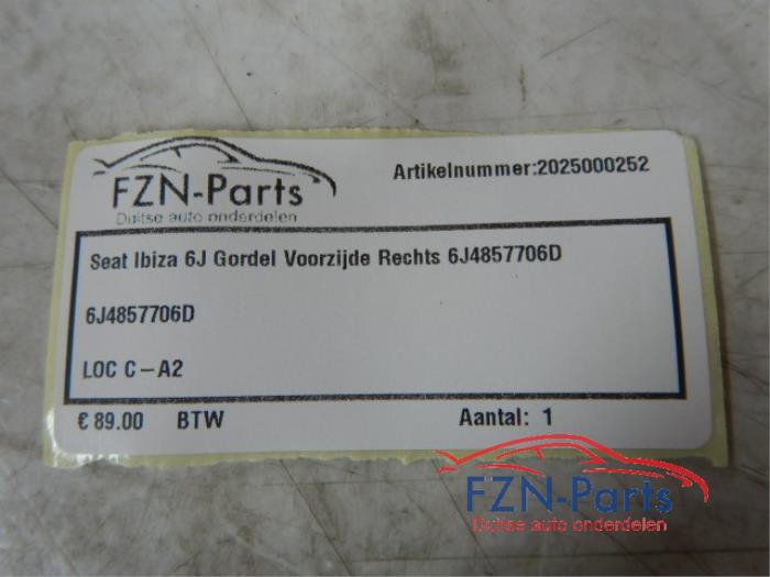 Seat Ibiza 6J Gordel Voorzijde Rechts
