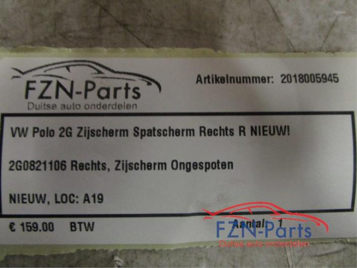 VW Polo 2G Zijscherm Spatscherm Rechts R NIEUW!