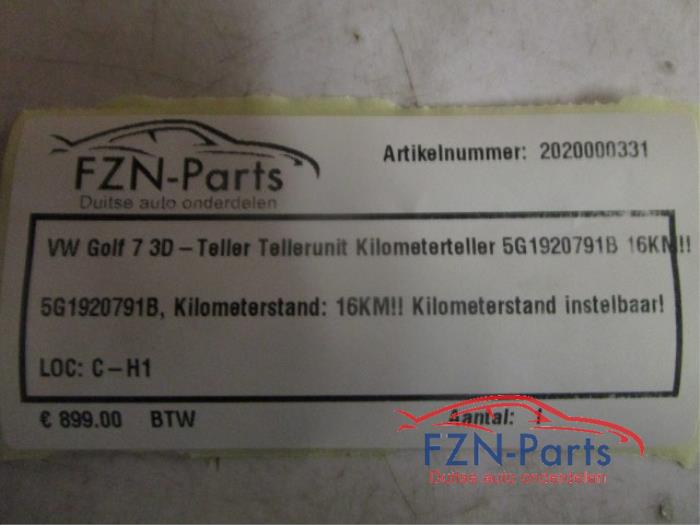 VW Golf 7 3D-Teller Virtual Cockpit Digitale Tellerunit Kilometerteller
