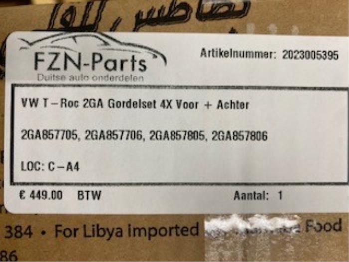 Veiligheidsgordel set voor + achter Volkswagen T-Roc (22740193)