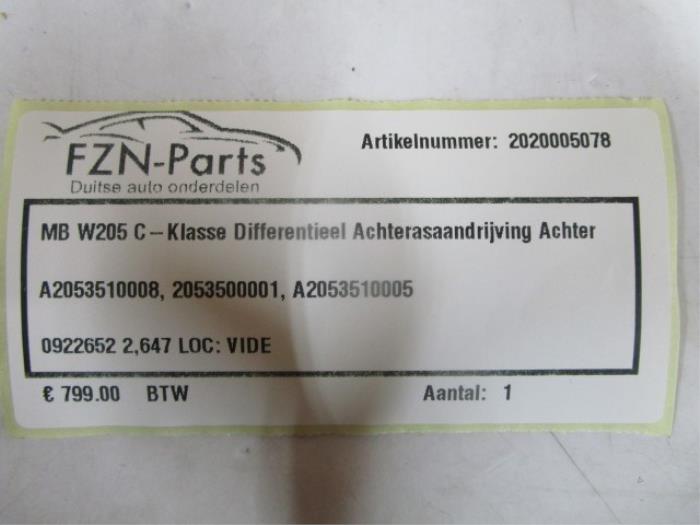 Mercedes-Benz W205 C-Klasse Differentieel Achterasaandrijving Achter