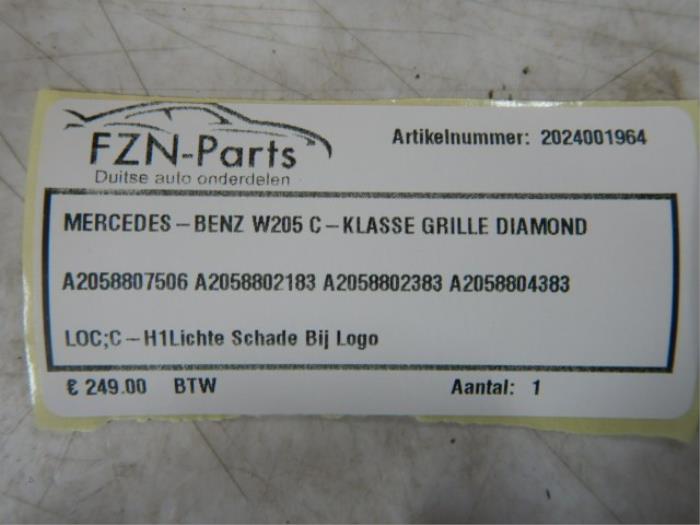 Mercedes-Benz C-Klasse W205 Grille Diamond C 300 e 4-matic (205.054) 137149 01-07-2019 27-11-2022
C 200 4-matic (205.043) 112354 01-04-2015 01-08-2018
C 300 (205.048) 108453 01-09-2015 01-08-2018
C 300 4-matic (205.084) 135948 01-05-2018 01-05-2021
C 220 d (205.014) 130969 01-05-2018 01-05-2021
C 300 EQ Boost 4-matic (205.084) 136351 01-05-2019 01-05-2021
C 200 d (205.001) 131368 01-05-2018 01-05-2021
C 400 4-matic (205.066) 108003 01-10-2014 01-11-2020
C 200 (205.042) 100551 01-12-2013 01-08-2018
C 180 d (205.000) 131372 01-05-2018 01-05-2021
C 160 (205.075) 136778 01-06-2019 01-05-2021
C 250 (205.045) 100903 01-03-2014 01-05-2018
C 220 BlueTEC / d (205.