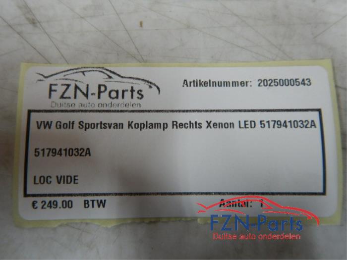 VW Golf Sportsvan Koplamp rechts Xenon LED