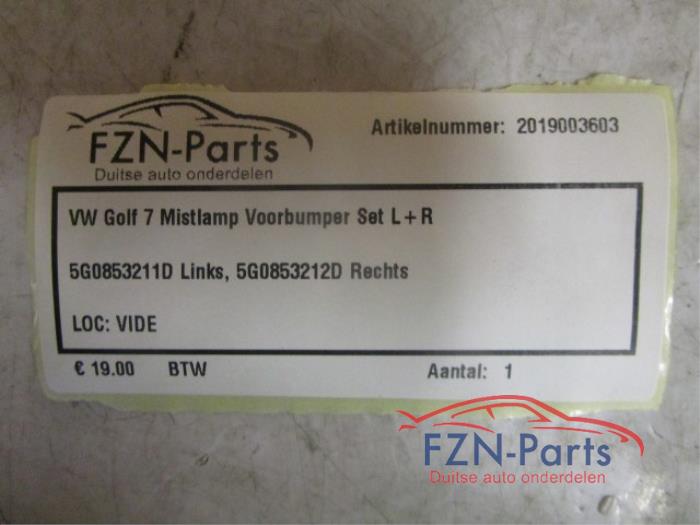 VW Golf 7 Mistlamp Voorbumper Set L + R