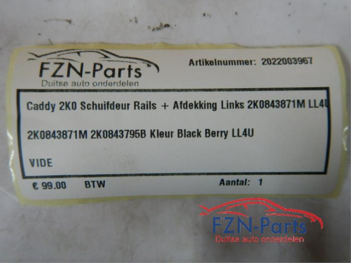 VW Caddy 2K0 Schuifdeur Rails+Afdekking Links