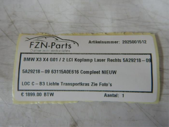 BMW X3 X4 G01 G02 LCI Koplamp Laser Rechts