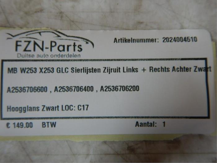 Mercedes-Benz W253 X253 GLC-Klasse Sierlijsten Zijruit Links + Rechts Achter Zwart