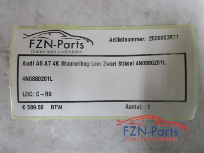 Audi A6 A7 4K Stuurairbag Leer Zwart Stiksel