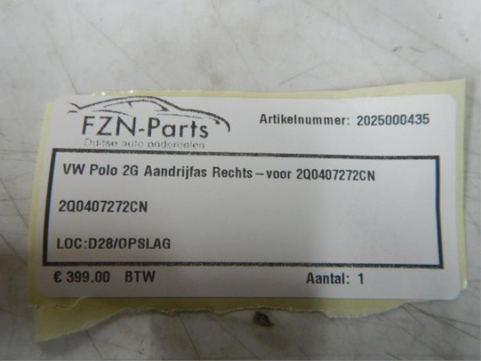 VW Polo 2G Aandrijfas Rechts-Voor
