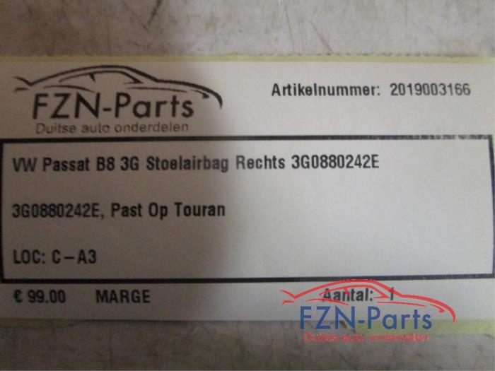VW Passat B8 3G Stoelairbag Rechts