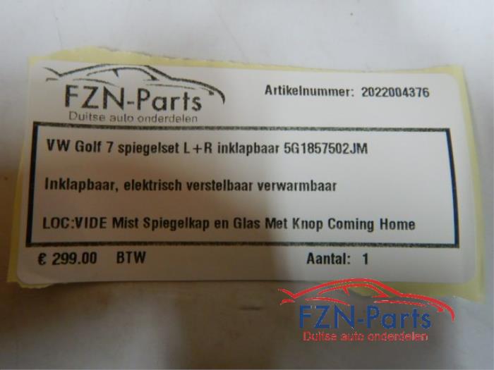 VW Golf 7 Spiegelset L+R Inklapbaar