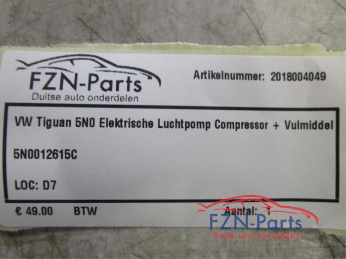 VW Tiguan 5N0 Elektrische Luchtpomp Compressor + Vulmiddel