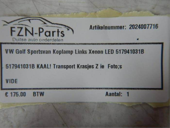 VW Golf Sportsvan Koplamp Links Xenon LED