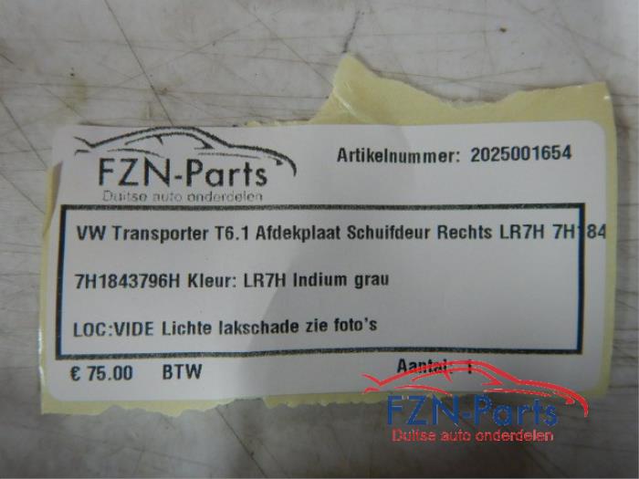 VW Transporter T6.1 Afdekplaat Schuifdeur Rechts