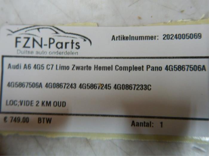 Audi A6 4G5 C7 Limo Zwarte Hemel Compleet Pano