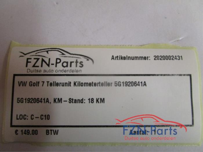 VW Golf 7 Tellerunit Kilometerteller