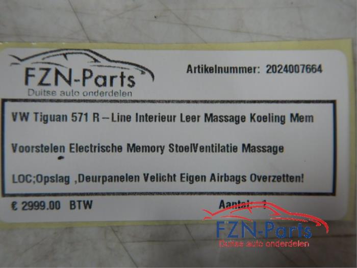VW Tiguan 571 R-Line Interieur Leer Massage Koeling Memory Voorstoelen Elektrische memory stoel massage/ventilatie Deurpanelen VerlichtStoelverwarming voor.Eigen Airbags Overzetten!Volledig interieur, set, Stoelen, Deurpanelen, elektronica 2.0 TSI R 4motion