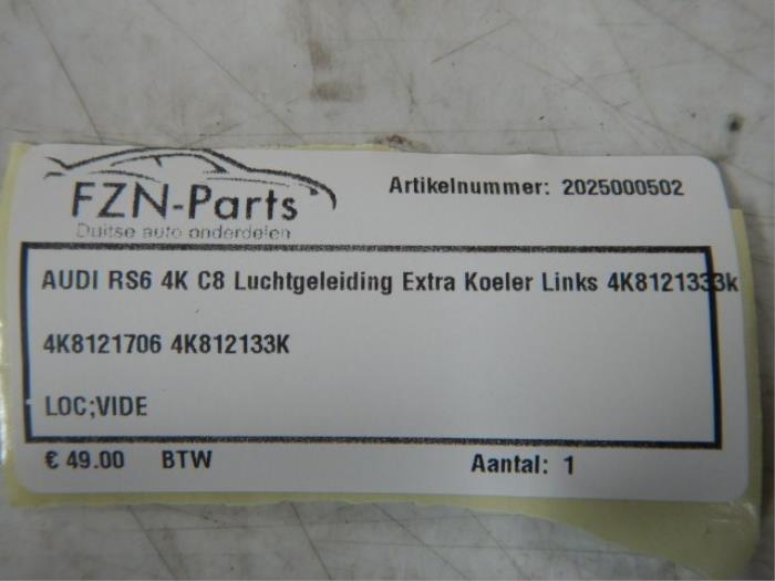 Audi RS6 4k C8 Luchtgeleiding Extra Koeler Links