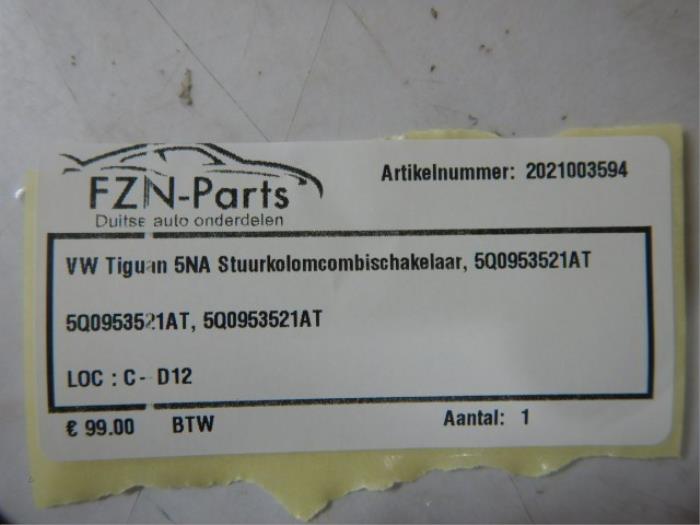 VW Tiguan 5NA Stuurkolomcombischakelaar